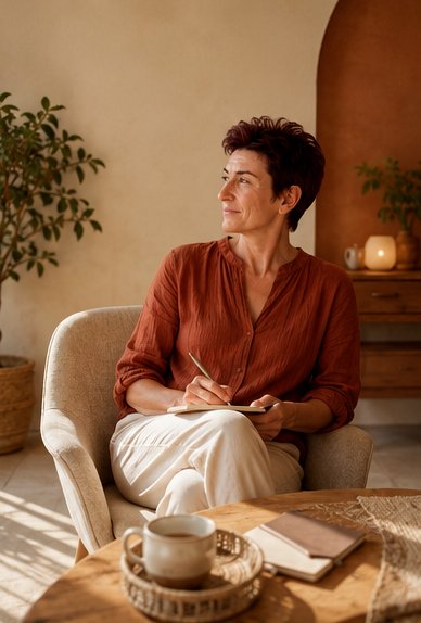 Anne-Astrid en train d'écrire